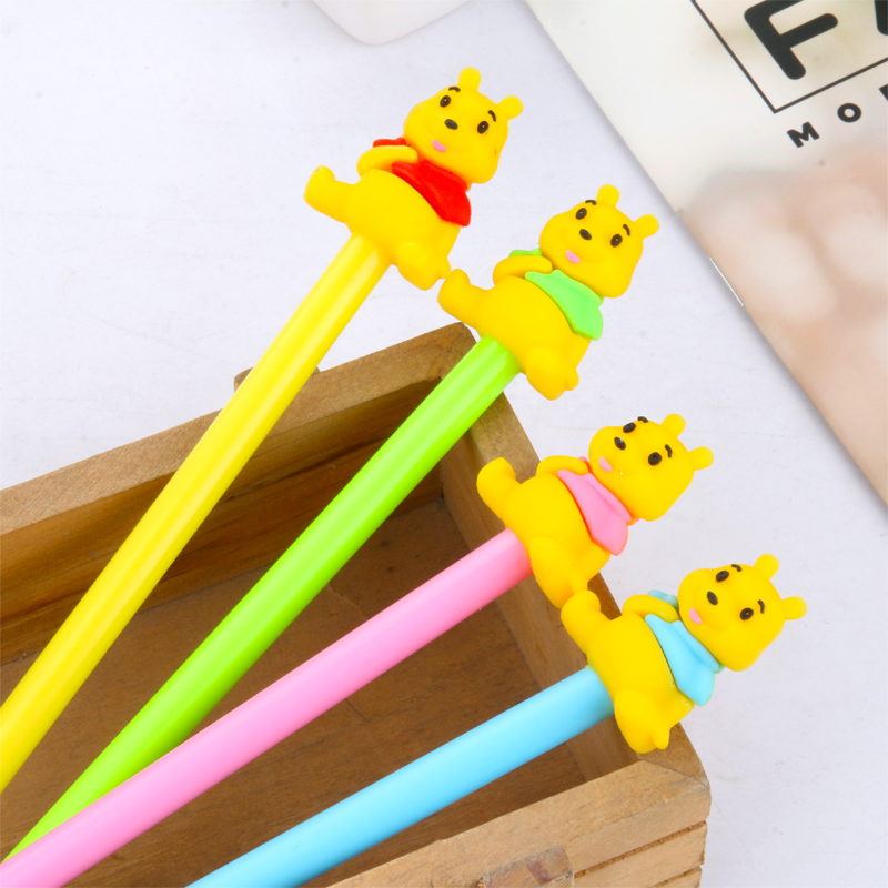Cute Cartoon Three-Dimensional Ribbon Bear Gel Pen Creative Student Office Supplies Black Gel Ink Pen Signature Pen