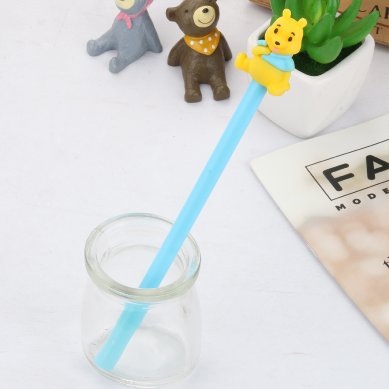 Cute Cartoon Three-Dimensional Ribbon Bear Gel Pen Creative Student Office Supplies Black Gel Ink Pen Signature Pen
