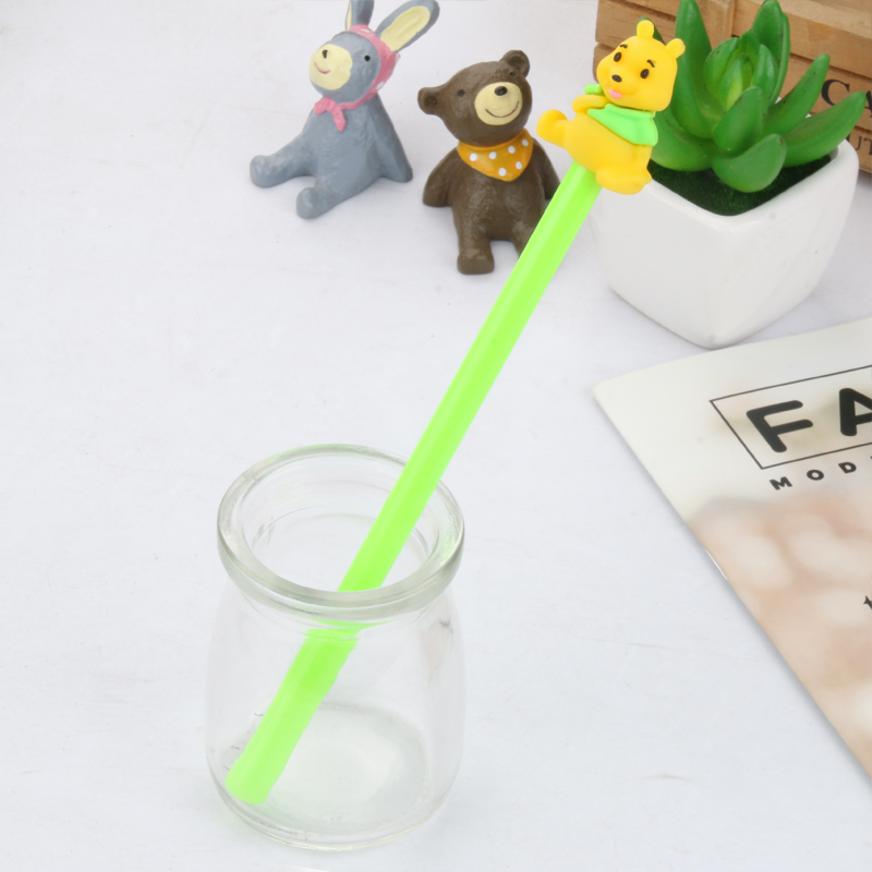 Cute Cartoon Three-Dimensional Ribbon Bear Gel Pen Creative Student Office Supplies Black Gel Ink Pen Signature Pen