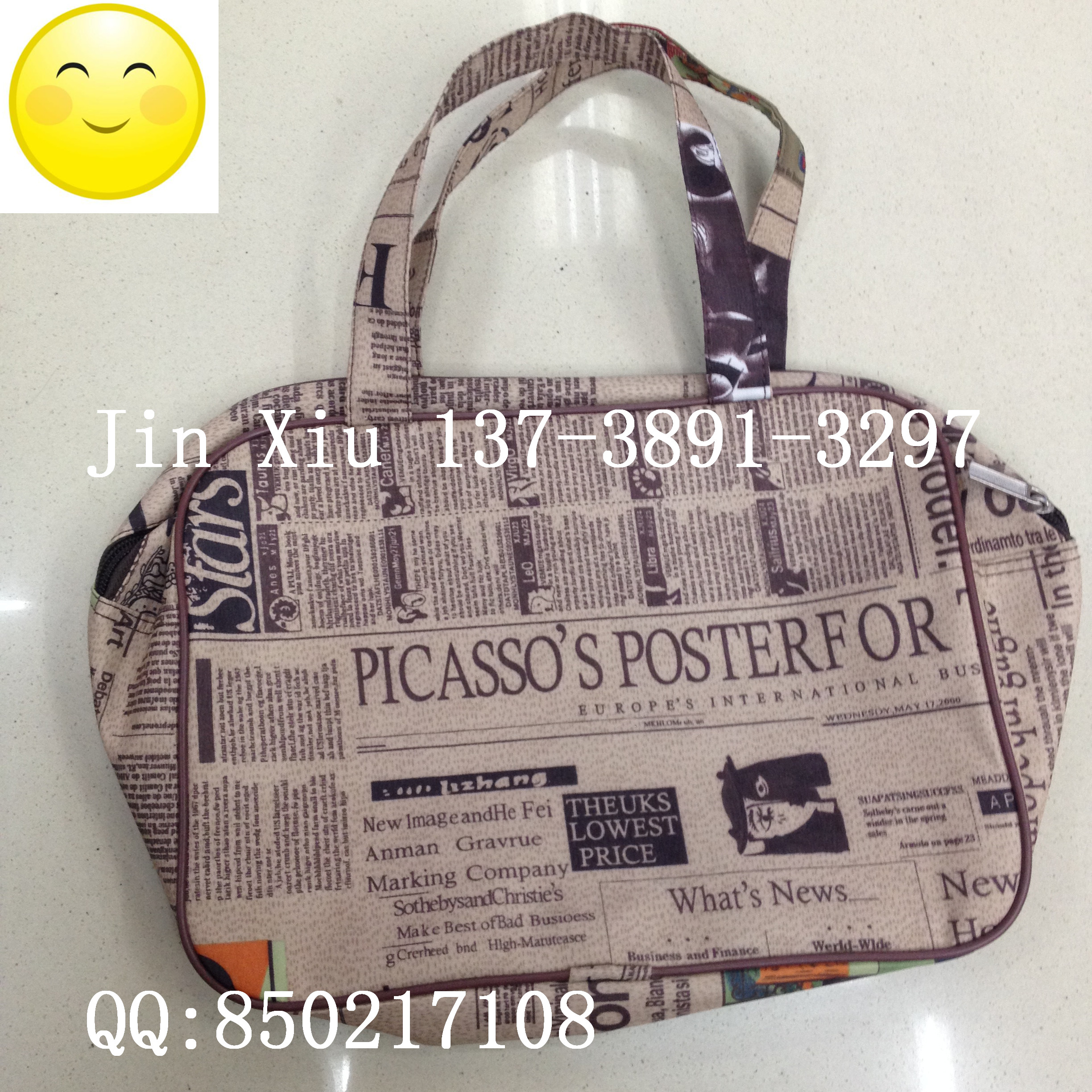 Casual bag fabric bag cosmetic bag information bag fabric bag canvas print bag handbag