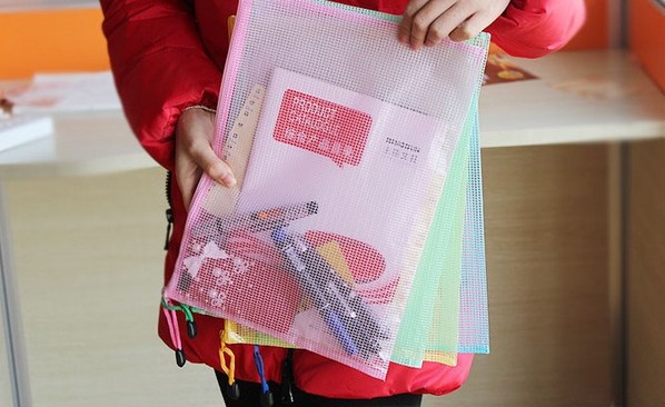 Wholesale Office Supplies Grid File Bag A4 A3 Transparent Information Bag Portable Zipper Bag PVC File Bag