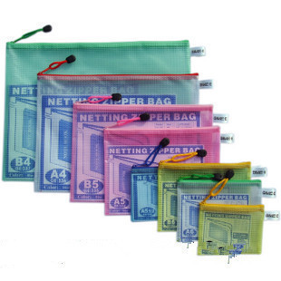 Wholesale Office Supplies Grid File Bag A4 A3 Transparent Information Bag Portable Zipper Bag PVC File Bag
