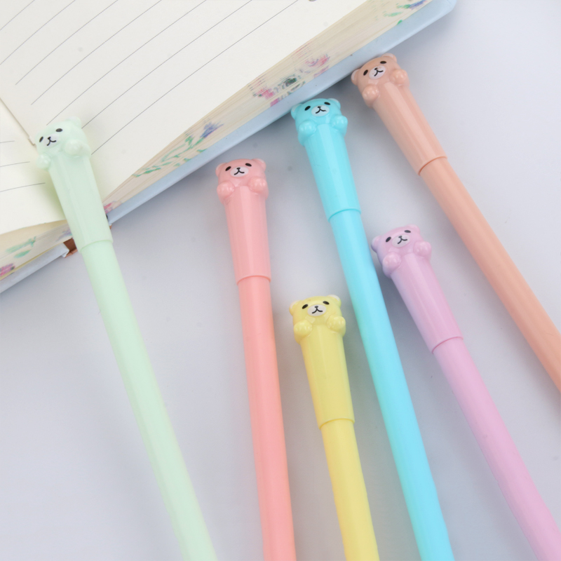 Creative Cute Jelly Color Bear Gel Pen Candy Color Cartoon Water-Based Paint Pen Student Pen