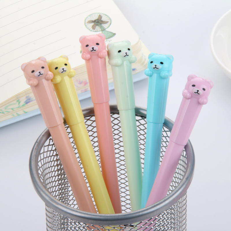 Creative Cute Jelly Color Bear Gel Pen Candy Color Cartoon Water-Based Paint Pen Student Pen