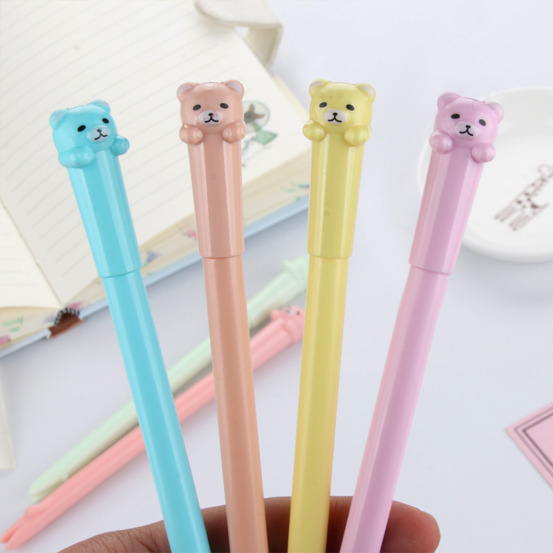 Creative Cute Jelly Color Bear Gel Pen Candy Color Cartoon Water-Based Paint Pen Student Pen
