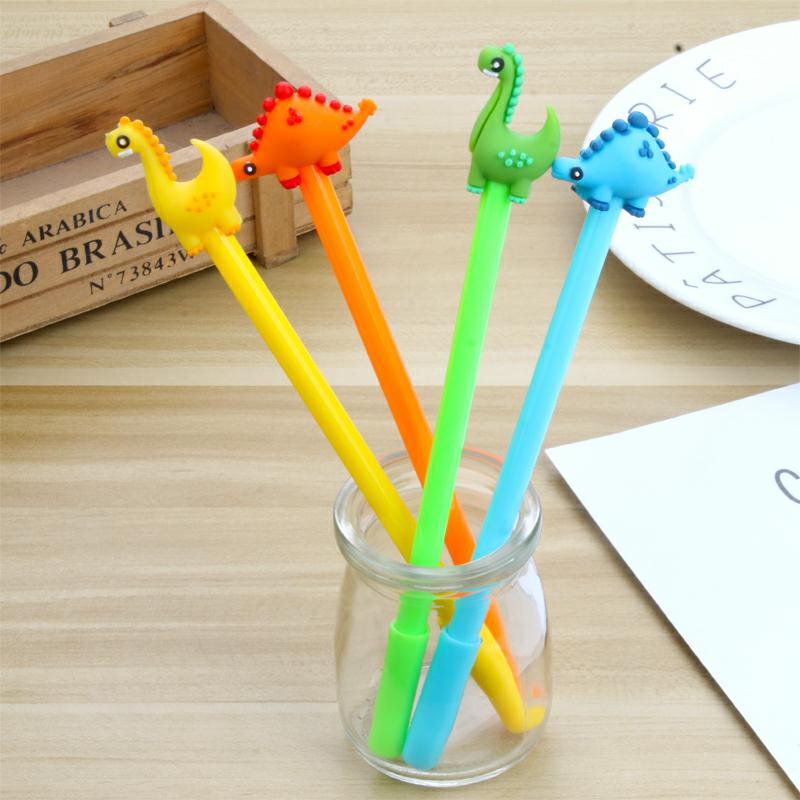 Creative Cartoon Animal Dinosaur Gel Pen Cute Learning Stationery Water-Based Paint Pen Syringe Black Office Signature Pen
