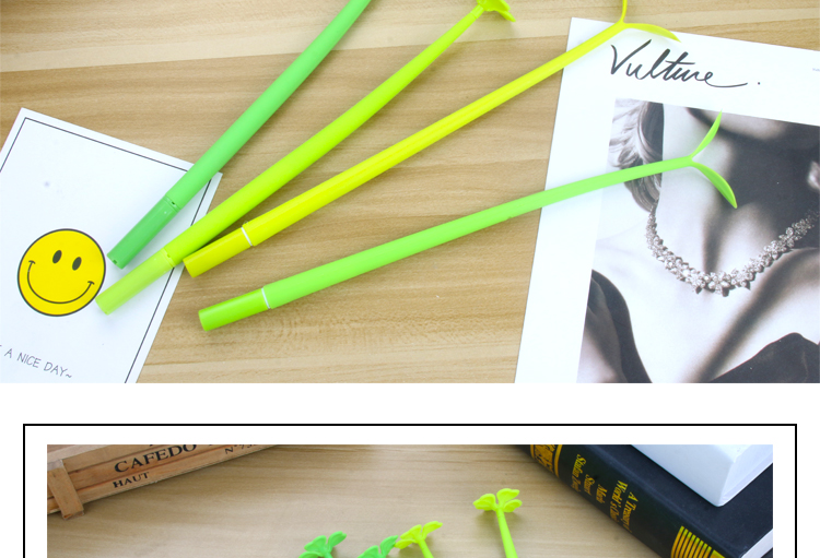 Creative Cartoon Plant Series Gel Pen Student Black Gel Ink Pen Cute Simple Cartoon Pen Girl Signature Pen