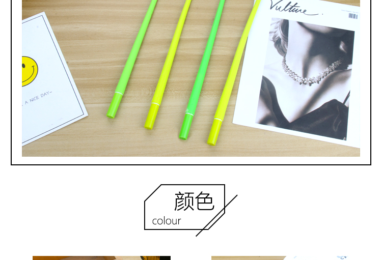 Creative Cartoon Plant Series Gel Pen Student Black Gel Ink Pen Cute Simple Cartoon Pen Girl Signature Pen