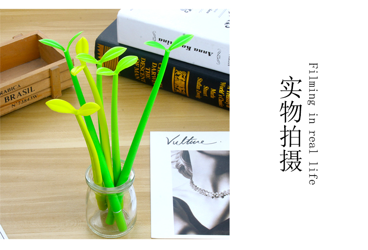 Creative Cartoon Plant Series Gel Pen Student Black Gel Ink Pen Cute Simple Cartoon Pen Girl Signature Pen
