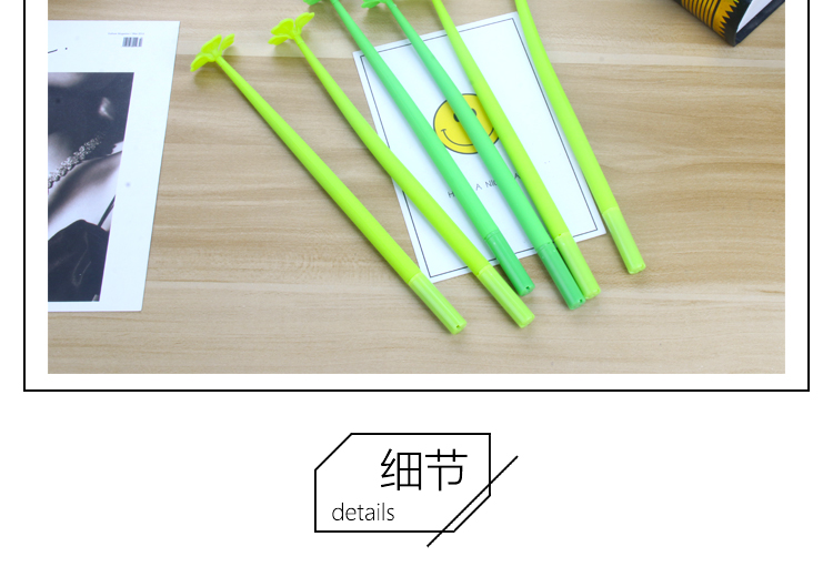 Creative Cartoon Plant Series Gel Pen Student Black Gel Ink Pen Cute Simple Cartoon Pen Girl Signature Pen
