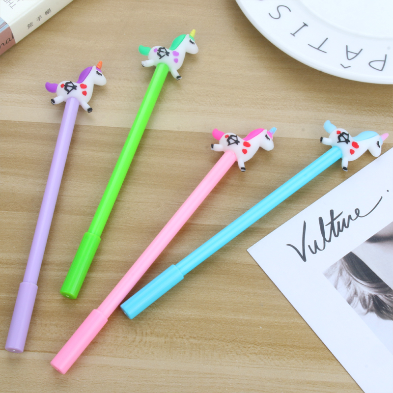 Japanese and Korean Lovely Fancy Cartoon Unicorn Signature Pen Student Writing Gel Pen Office Pen Exam Ball Pen Black