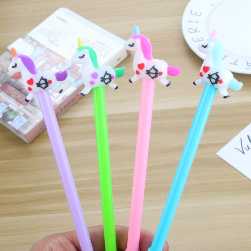 Japanese and Korean Lovely Fancy Cartoon Unicorn Signature Pen Student Writing Gel Pen Office Pen Exam Ball Pen Black