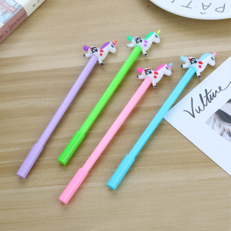 Japanese and Korean Lovely Fancy Cartoon Unicorn Signature Pen Student Writing Gel Pen Office Pen Exam Ball Pen Black