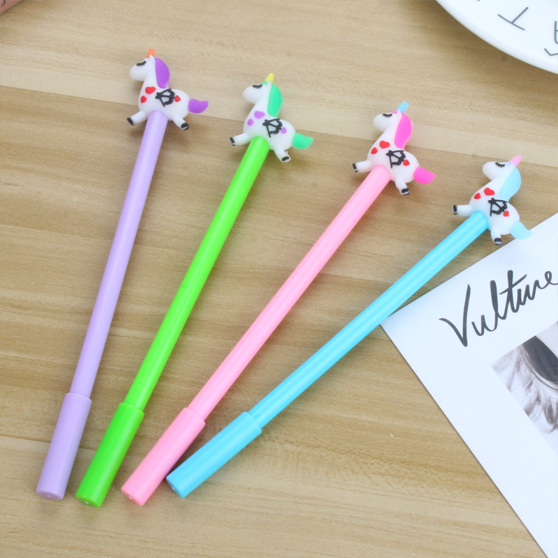 Japanese and Korean Lovely Fancy Cartoon Unicorn Signature Pen Student Writing Gel Pen Office Pen Exam Ball Pen Black