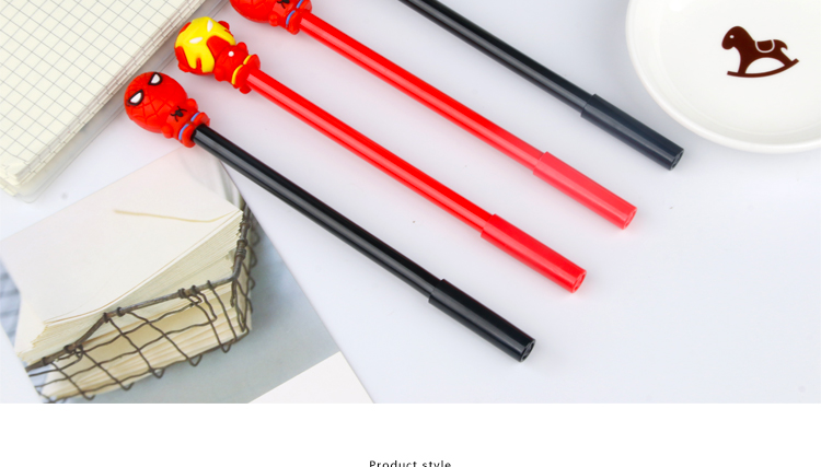 Japanese and Korean Creative New Simple Clear Superhero Black 0.5mm Gel Pen Student Learning for Wholesale