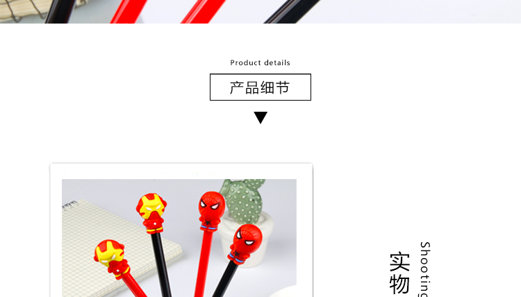 Japanese and Korean Creative New Simple Clear Superhero Black 0.5mm Gel Pen Student Learning for Wholesale