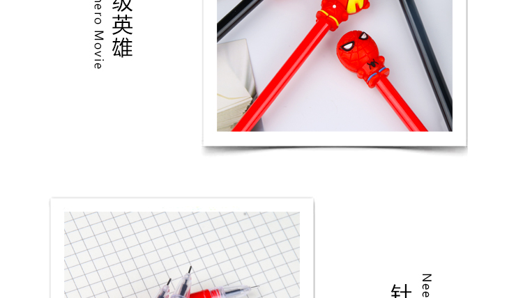 Japanese and Korean Creative New Simple Clear Superhero Black 0.5mm Gel Pen Student Learning for Wholesale