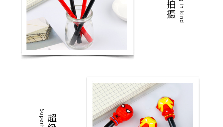 Japanese and Korean Creative New Simple Clear Superhero Black 0.5mm Gel Pen Student Learning for Wholesale