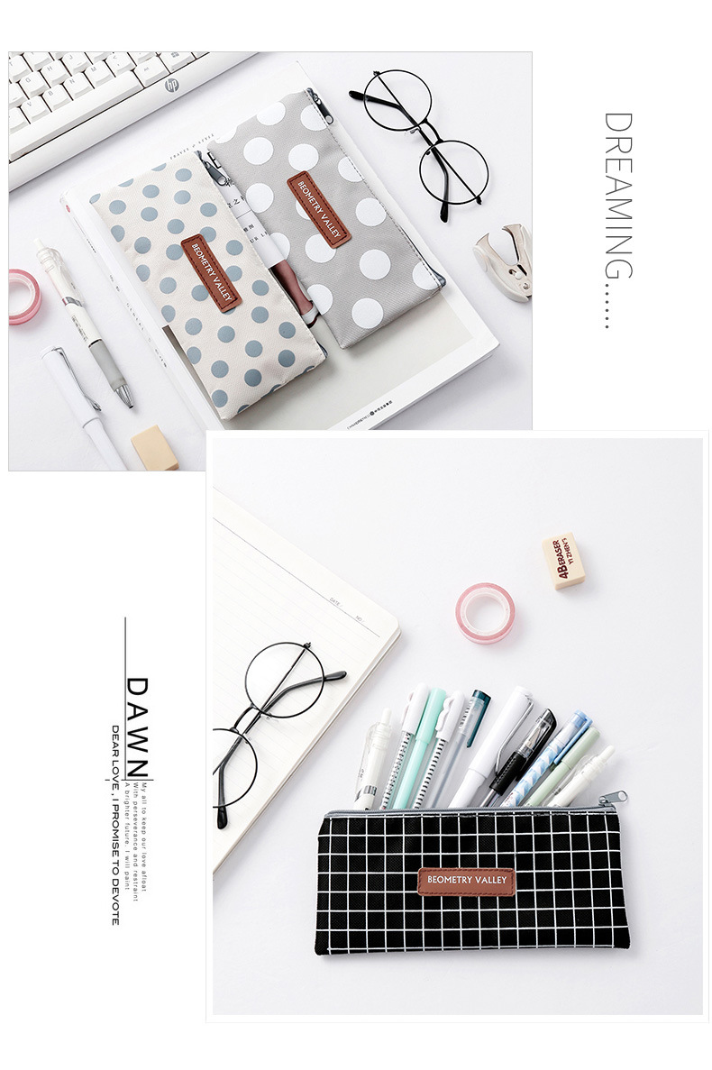 Dot pen bag canvas pencil bag stationery bag student stationery receiving bag pencil bag information bag