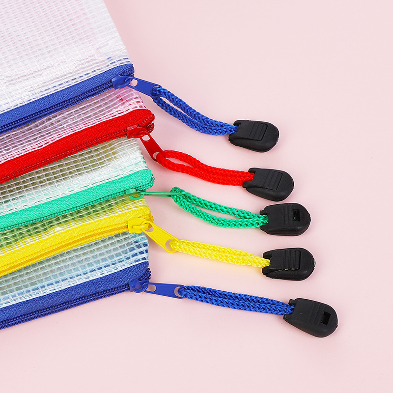 Office Supplies Mesh Bag Zipper Bag Transparent File Bag A4 Information Bag PVC Paper Bag Customized Logo