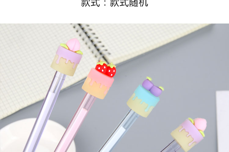 Factory Direct Sales Cartoon New Creative Fruit Cake Transparent Rod Gel Pen Black 0.5mm Student Studying Stationery Factory Direct Sales Cartoon New Creative Fruit Cake Transparent Rod Gel Pen Black 0.5mm Student Studying Stationery