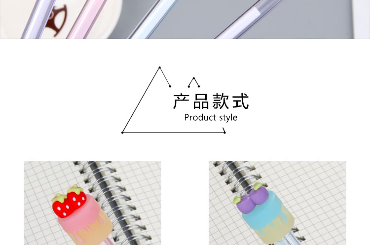 Factory Direct Sales Cartoon New Creative Fruit Cake Transparent Rod Gel Pen Black 0.5mm Student Studying Stationery Factory Direct Sales Cartoon New Creative Fruit Cake Transparent Rod Gel Pen Black 0.5mm Student Studying Stationery