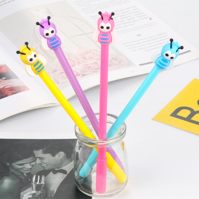 Factory Direct Sales New Creative Bee 0.5mm Gel Pen Student Studying Stationery Wholesale Customizable Logo
