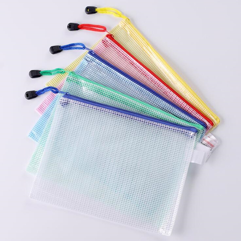 File Bag A4 Mesh Bag Transparent Thickened File Zipper Bag A5 Information Bag A6 Paper Bag Office