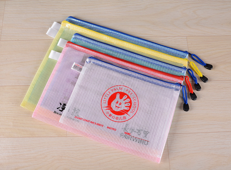 File Bag A4 Mesh Bag Transparent Thickened File Zipper Bag A5 Information Bag A6 Paper Bag Office