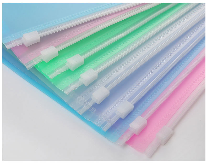 Pp Multi-Color Subject Bag A4 Flat Zipper Bag Information Bag Document Storage [Wholesale and Retail] Spot Supply