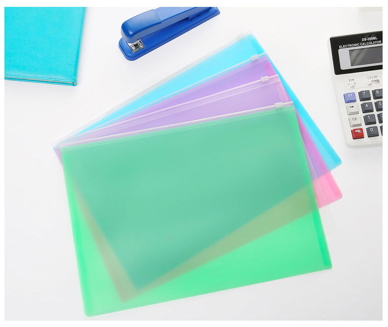 Pp Multi-Color Subject Bag A4 Flat Zipper Bag Information Bag Document Storage [Wholesale and Retail] Spot Supply