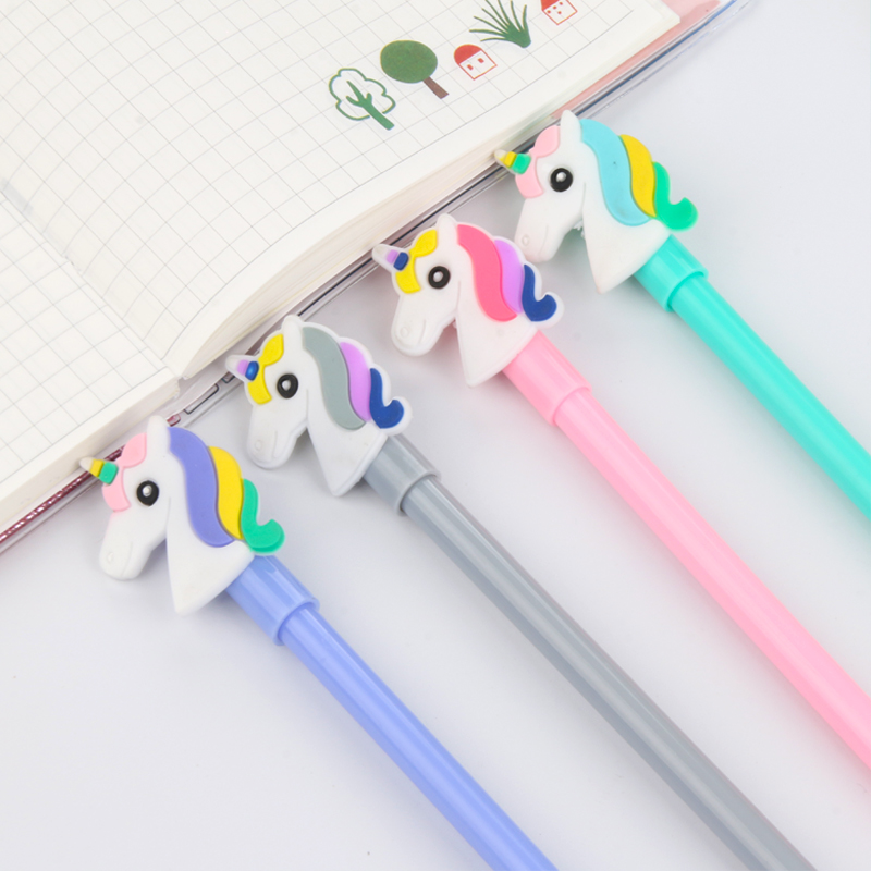 Japanese Korean Cartoon New Creative Unicorn Black Gel Pen Student Studying Stationery Wholesale Customizable Logo