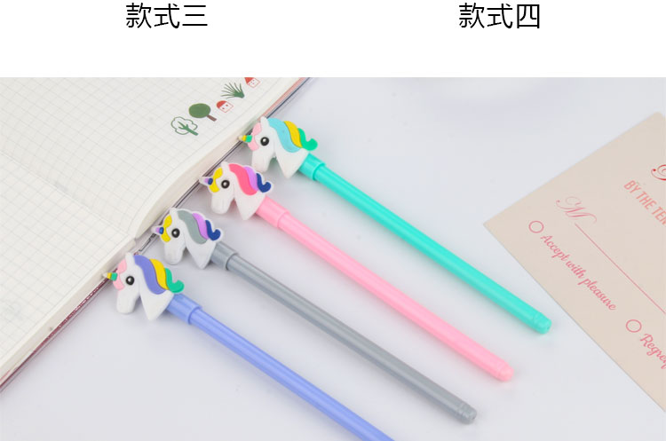 Japanese Korean Cartoon New Creative Unicorn Black Gel Pen Student Studying Stationery Wholesale Customizable Logo