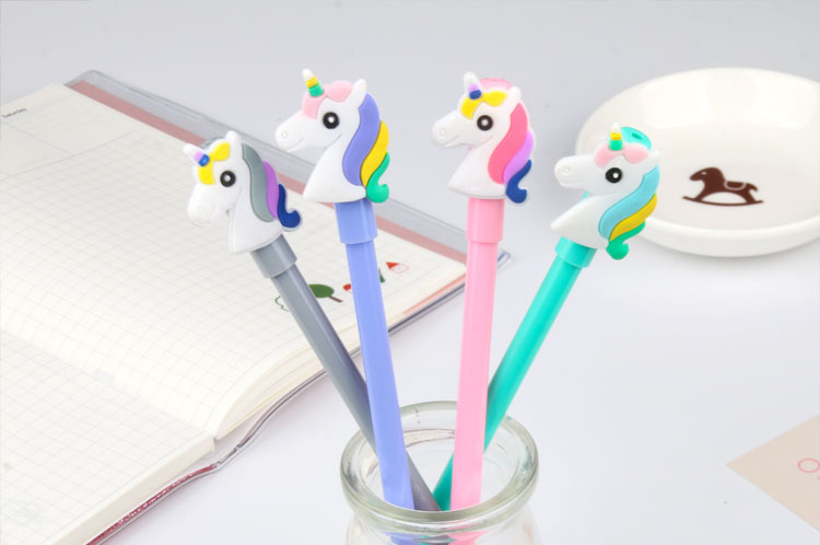 Japanese Korean Cartoon New Creative Unicorn Black Gel Pen Student Studying Stationery Wholesale Customizable Logo