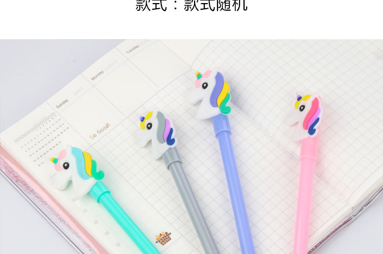 Japanese Korean Cartoon New Creative Unicorn Black Gel Pen Student Studying Stationery Wholesale Customizable Logo