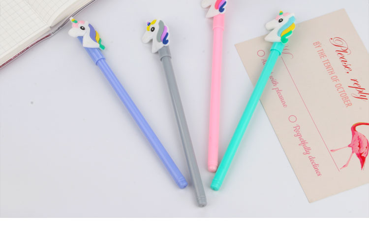 Japanese Korean Cartoon New Creative Unicorn Black Gel Pen Student Studying Stationery Wholesale Customizable Logo