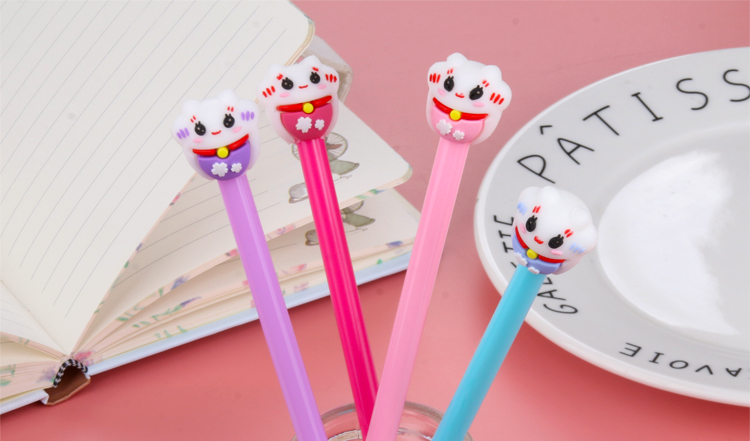 Factory Direct Sales Creative New Lucky Cat Black Gel Pen Student Studying Stationery Wholesale Custom Logo