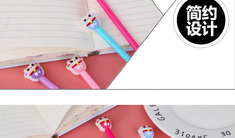 Factory Direct Sales Creative New Lucky Cat Black Gel Pen Student Studying Stationery Wholesale Custom Logo