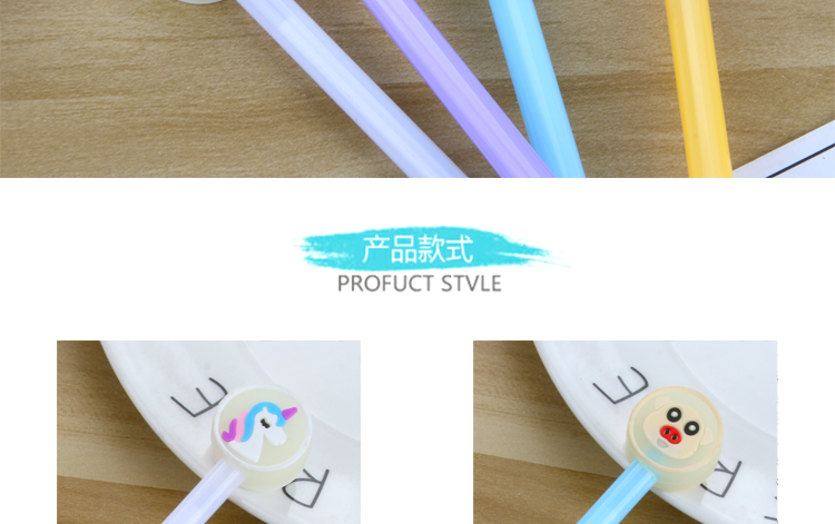 Japanese and Korean Creative New Cartoon Clear Candy Animal Cartoon Gel Pen Student Studying Stationery Wholesale Customizable