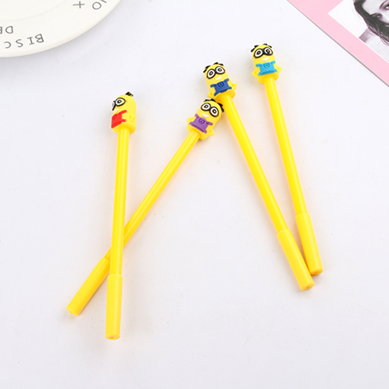 Cartoon Minions Gel Pen Creative Stationery Cute Student Ball Pen Office Supplies Black Signature Pen Wholesale