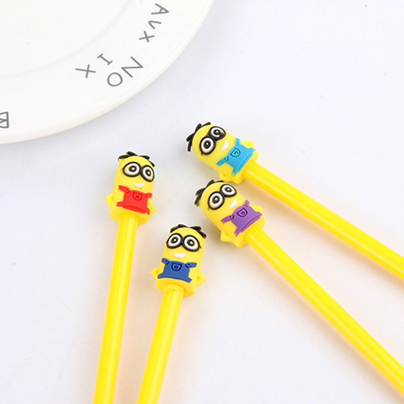Cartoon Minions Gel Pen Creative Stationery Cute Student Ball Pen Office Supplies Black Signature Pen Wholesale