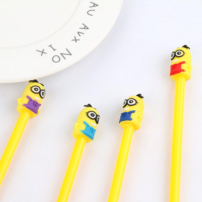 Cartoon Minions Gel Pen Creative Stationery Cute Student Ball Pen Office Supplies Black Signature Pen Wholesale