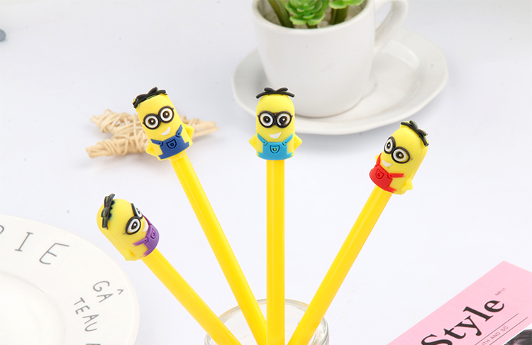 Cartoon Minions Gel Pen Creative Stationery Cute Student Ball Pen Office Supplies Black Signature Pen Wholesale
