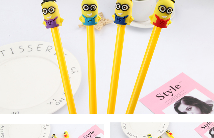 Cartoon Minions Gel Pen Creative Stationery Cute Student Ball Pen Office Supplies Black Signature Pen Wholesale