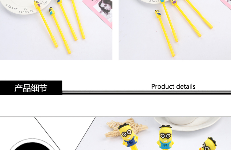 Cartoon Minions Gel Pen Creative Stationery Cute Student Ball Pen Office Supplies Black Signature Pen Wholesale