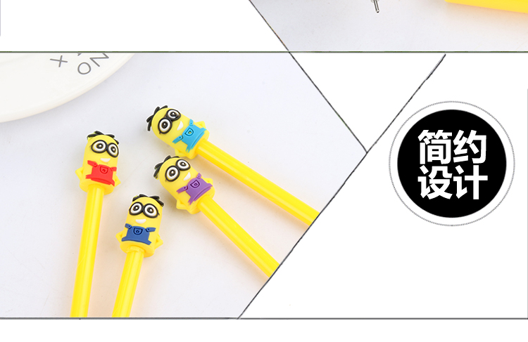 Cartoon Minions Gel Pen Creative Stationery Cute Student Ball Pen Office Supplies Black Signature Pen Wholesale