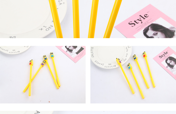 Cartoon Minions Gel Pen Creative Stationery Cute Student Ball Pen Office Supplies Black Signature Pen Wholesale