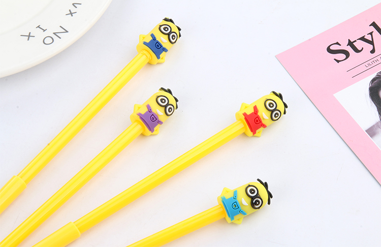 Cartoon Minions Gel Pen Creative Stationery Cute Student Ball Pen Office Supplies Black Signature Pen Wholesale