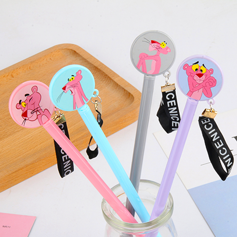 P-0655 Pink Tiger Brand Pendant Gel Pen Pink Leopard Black Gel Ink Pen Signature Pen Office Supplies