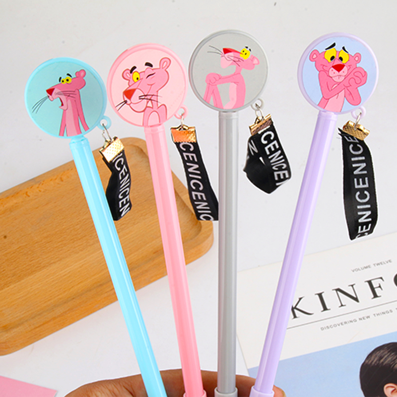 P-0655 Pink Tiger Brand Pendant Gel Pen Pink Leopard Black Gel Ink Pen Signature Pen Office Supplies